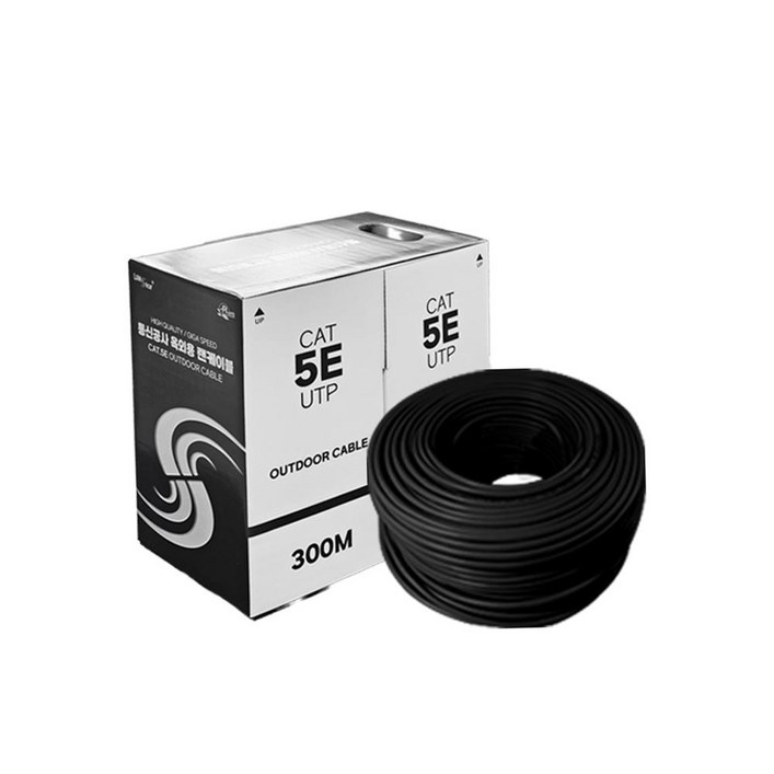 LANstar Cat.5E UTP 300M 옥외용 케이블 블랙 HDPE 재질 LSC5OD300