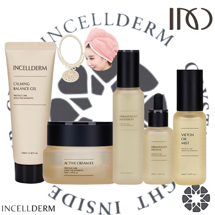 정품QR코드 확인 오늘 출발합니다 인셀덤 5종 부스터세럼크림카밍젤미스트 공주거울 헤어타올 INCELLDERM