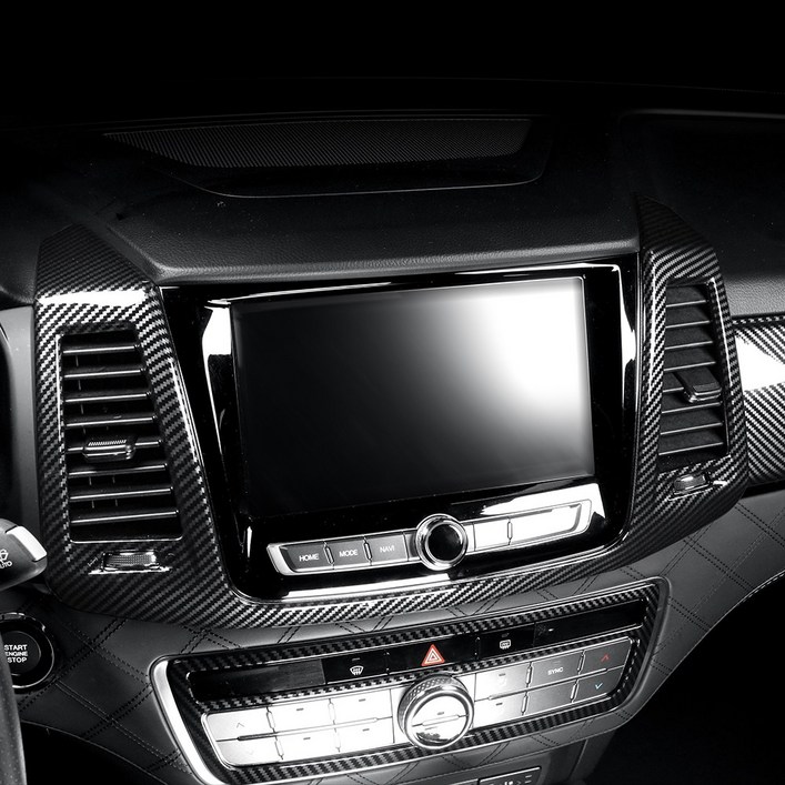 유투카 호환 렉스턴 스포츠 스포츠 칸 튜닝 센터페시아 송풍구 커버 우드 카본 몰딩 용품, 리어송풍구