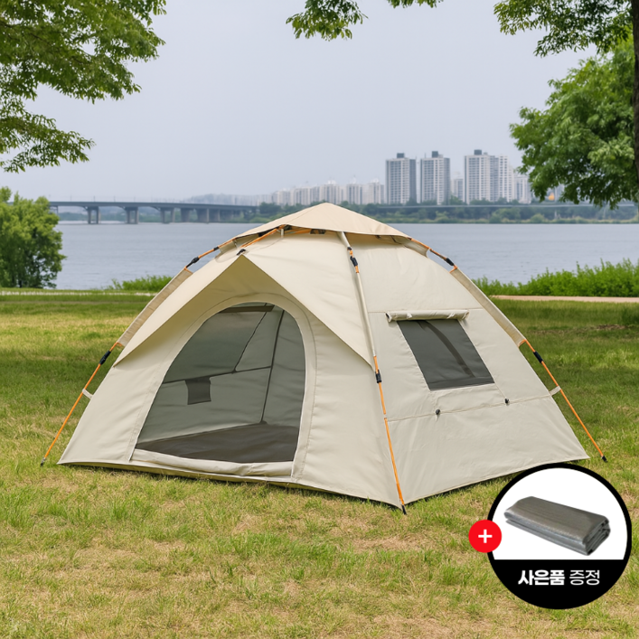 오콘토 원터치 텐트 피크닉 캠핑 야외 방수 휴대용 창문형 텐트, 34인용
