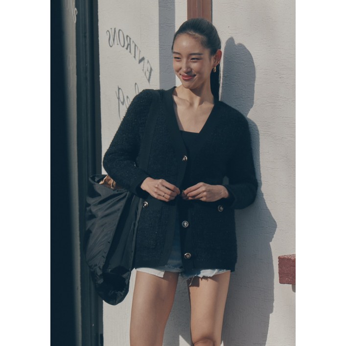 세이에라 데일리 브이넥 루즈 가디건 (블랙)