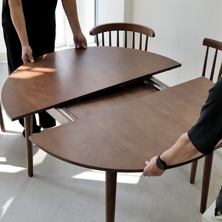 포르보 월넛 원목 확장형 원형 1200~1500 식탁 테이블, 8인용, 월넛