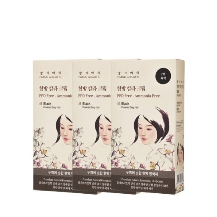 모발 손상케어 염색약 한방 칼라 크림 5호 진한갈색 3개, 3개