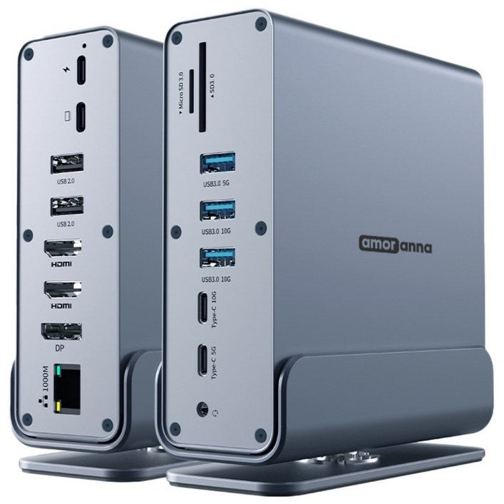 아모란나 C타입 15in1 멀티 허브 USB4 도킹스테이션 트리플 듀얼 4K 60hz 모니터, 단일색상, 1개