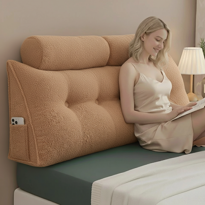 메르디 편안한 침대 등받이쿠션 삼각 침대 벽쿠션 헤드쿠션, 밀크티