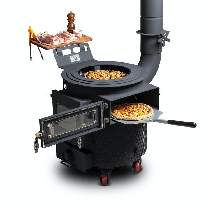 난로세상 훈연 바베큐 화목난로 화덕 빅쿡 가마솥 숯불 바베큐 전원주택 화롯대 아궁이, 1개