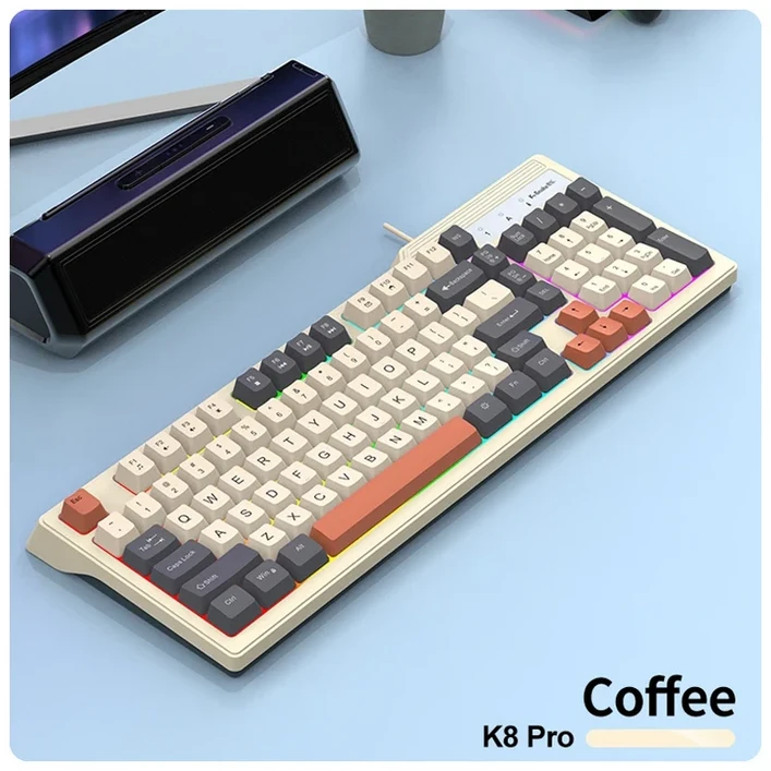 Ksnake KM800 Pro 유선 게이밍 키보드 마우스 세트 기계식 느낌 가정용 노트북 RGB 조명 포함