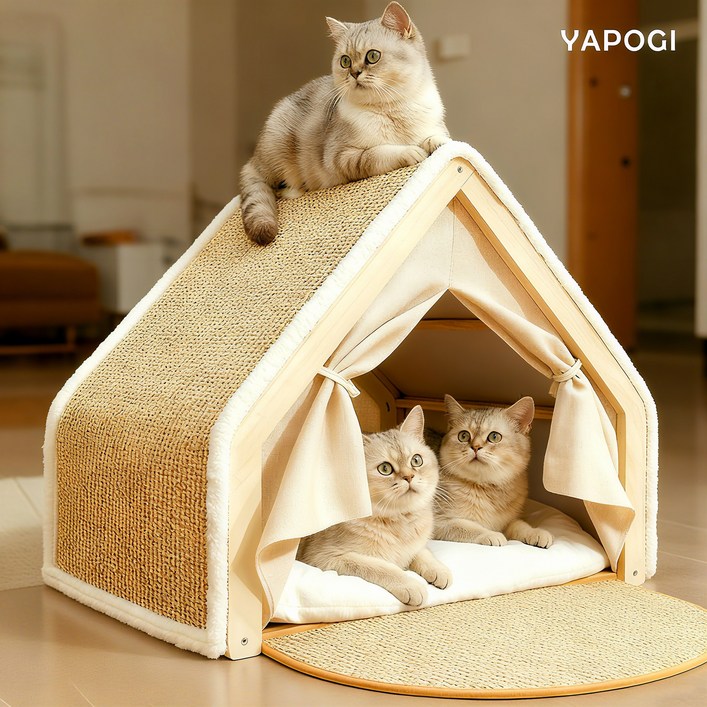 고양이 스크래치 텐트집 대형 사계절 동굴 하우스