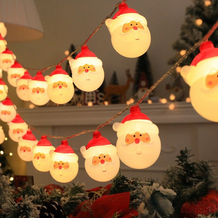 LED크리스마스 장식 전구 건전지형 산타 눈사람 줄조명 파티 슬림소녀 Christmas decorative lamp