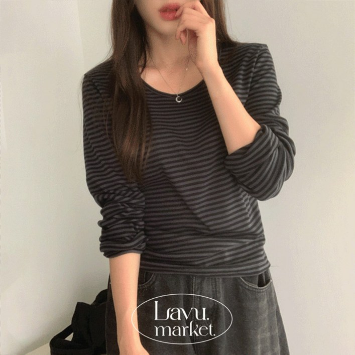 라뷰마켓 여유핏 줄지ver 삼육오 3kg 스트라이프 유넥 부드러운 면 루즈핏 긴팔티 4color 루즈핏긴팔면긴팔줄지긴팔티66긴팔77긴팔여유핏긴팔티