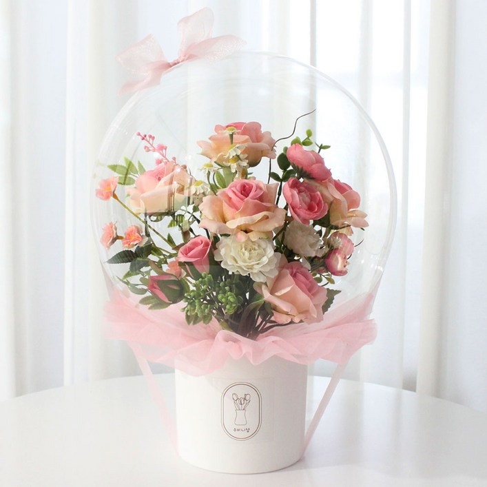 수비니샵 프리미엄장미 파스텔핑크 꽃풍선 레터링풍선 이벤트 생일 풍선꽃다발 졸업 생일, 1개