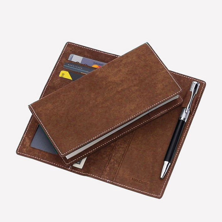 마뜨 [2026년 속지증정] 수제 푸에블로 소가죽 CEO 포켓 수첩 미니 다이어리 커버 볼펜꽂이 (이니셜각인가능), 탄브라운D10263