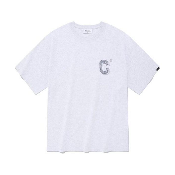 [커버낫 본사]드로잉 C 로고 자수 티셔츠 헤더 그레이
