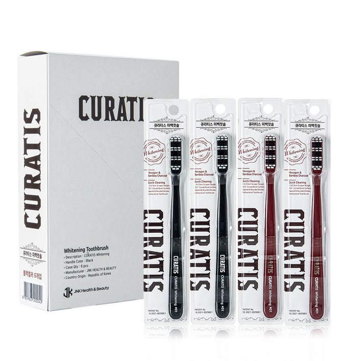 큐라티스 와이드 왕 대왕칫솔 미백칫솔 셀프 치석케어 Whitening 4개세트, 1세트, 4개입