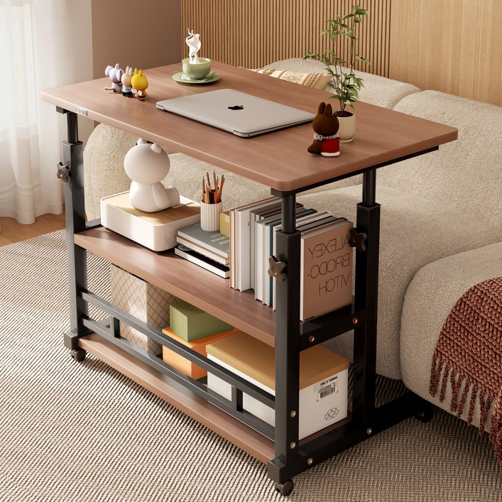 큐에이큐 만능 높이조절 3단 이동식 사이드 테이블 1인용 침대 쇼파 보조 책상
