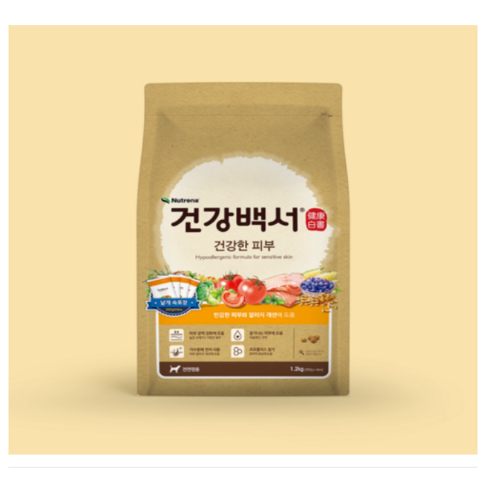 건강백서 건강한 피부 1.2kg강아지사료 반려동물 애견영양 반려견 개사 관리 애완