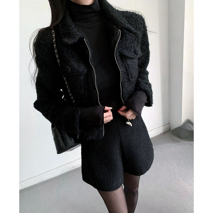 마켓제이MARKETJ 울함유 블랑 트위드반바지2col