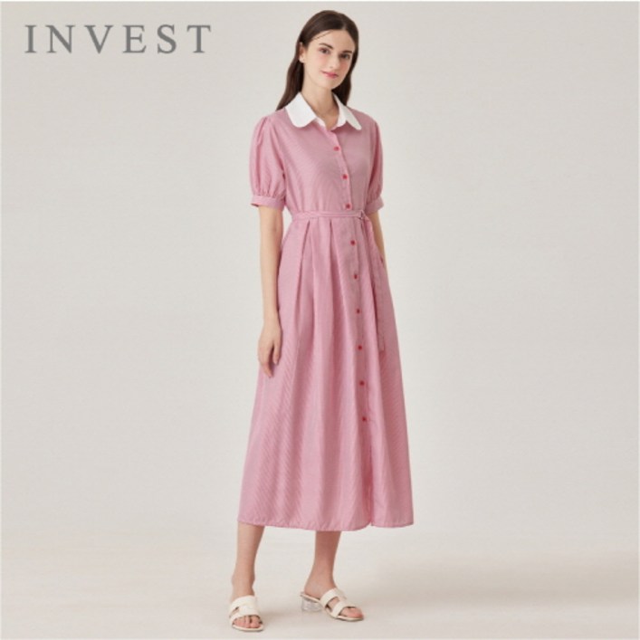 카라배색스트라이프원피스INI4M1OP3321