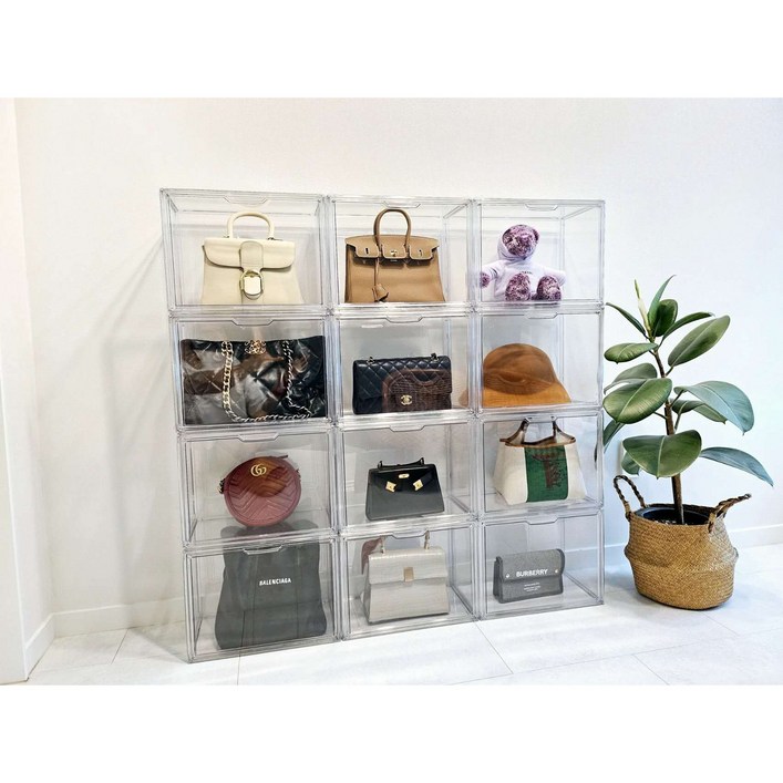 특대형 명품 신발 가방보관함 투명 아크릴 가방정리함, 402530cm, 5개, 투명45cm33cm33cm