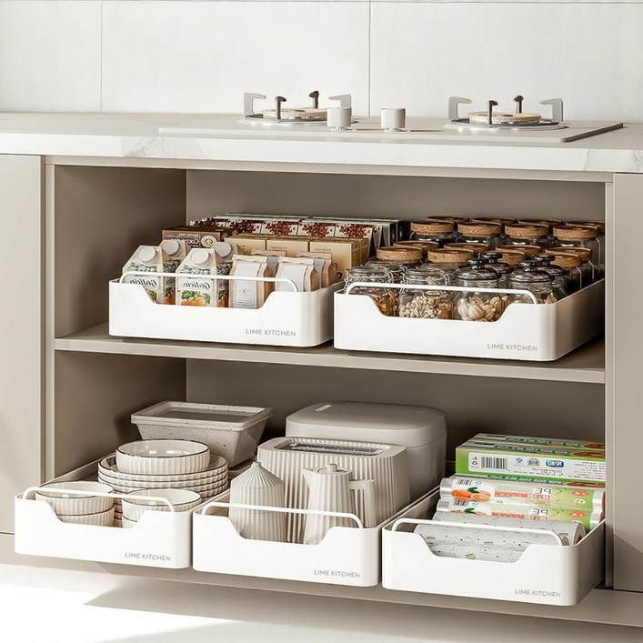 LIME KITCHEN 라임키친 무타공 접착식 다용도 슬라이딩 선반, 1개, 단일색상