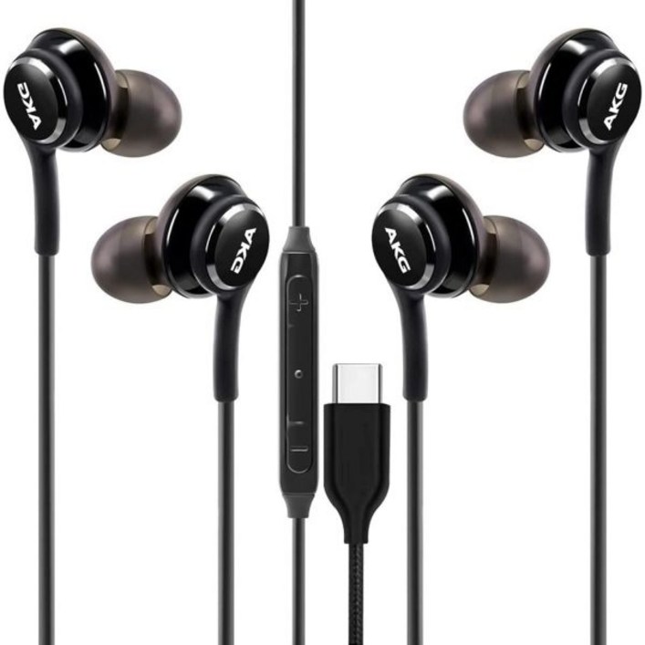 ECOAMICA 삼성 갤럭시 S23용 USB C 헤드폰 2개 울트라 S22 S21 FE S20 Z 플립 3 폴드 4 A53 A54 이어폰 마이크로 이어 디자인 AKG 유선 이어버드