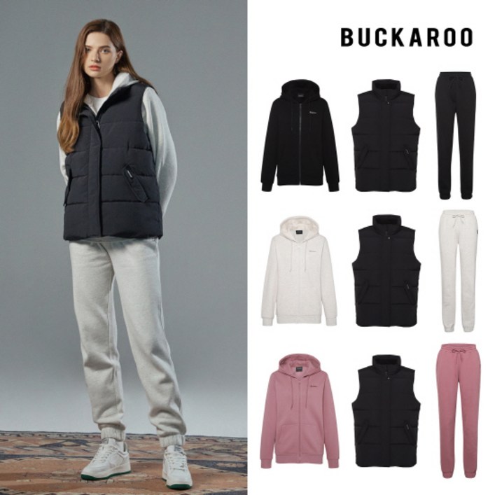 버커루 패딩베스트후드집업셋업 3종세트 여성 3컬러 택1