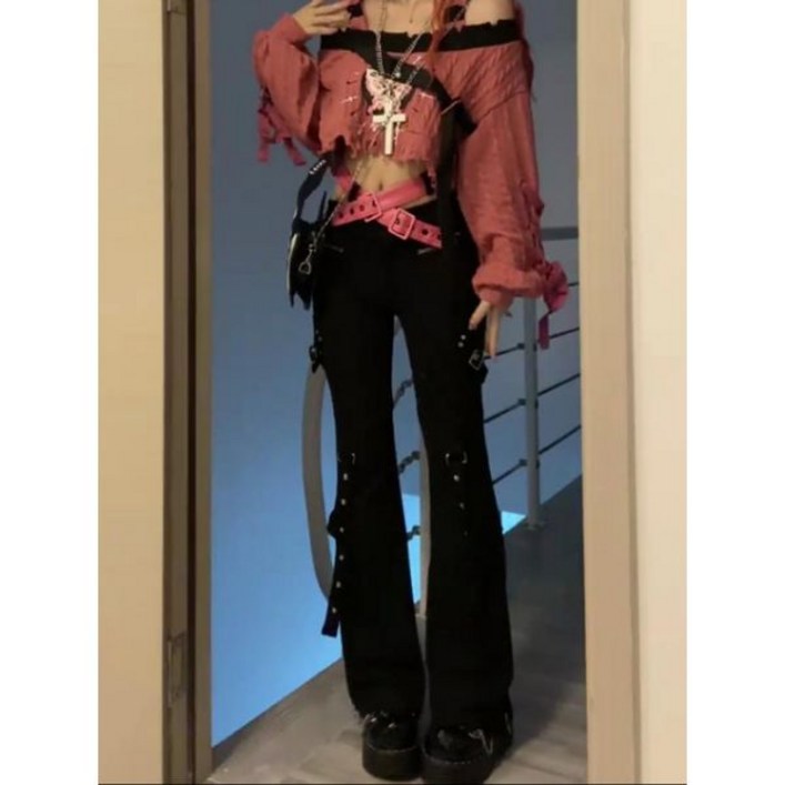 와이드 청바지 데님 팬츠 여성 슬림 바지 스판 로우라이즈