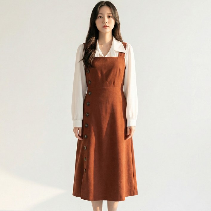 빅사이즈 여성 레이어드 원피스 D1171 언프레