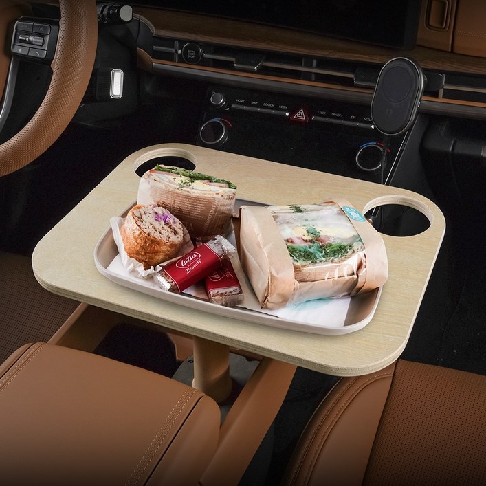 크레이지몬스터 디올뉴 싼타페 MX5 다된다 차량용 우드 테이블, 1개