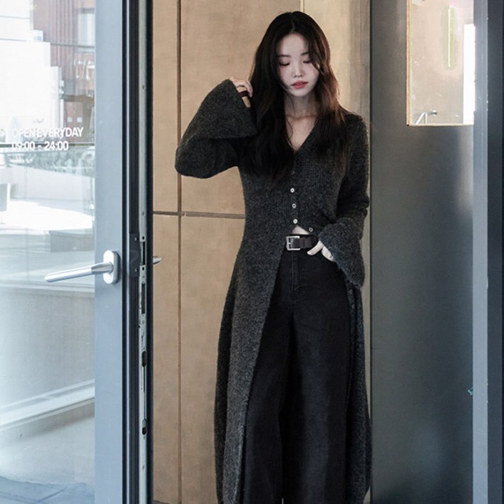 메이빈스로하넬 브이넥 롱 원피스