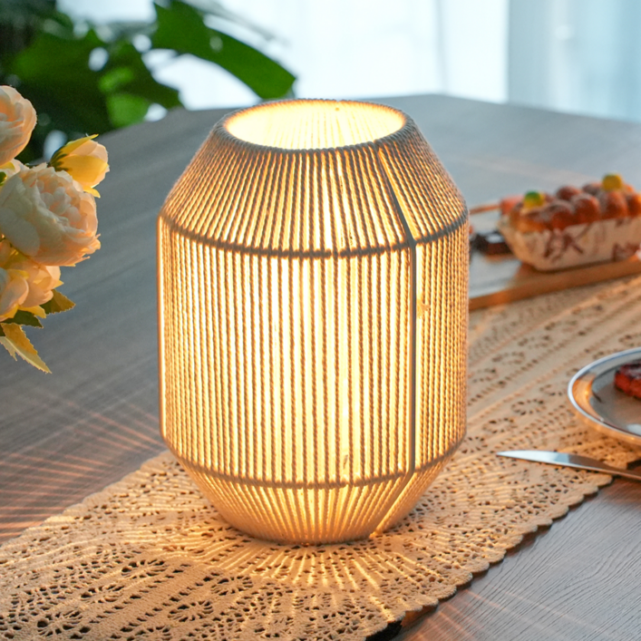 JHY DESIGN 뜨개질 끈 테이블조명 인테리어 조명 스탠드 침실 조명 거실 무드등, 베이지