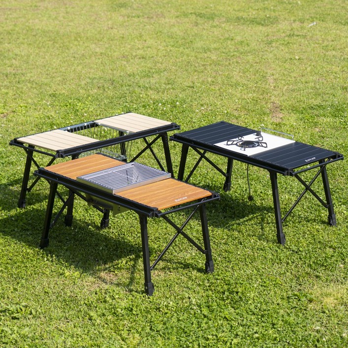 다잡 IGT 테이블 BBQ 버너 원버너 접이식 캠핑 테이블, 아이보리