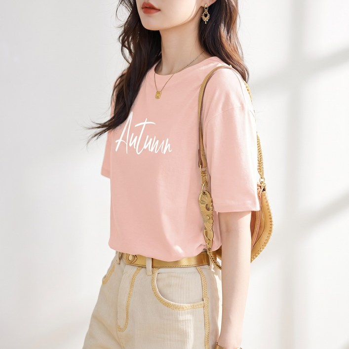 티미카 루즈핏 여성 레터링 반팔티 심플 캐주얼 여름 오버핏 티셔츠