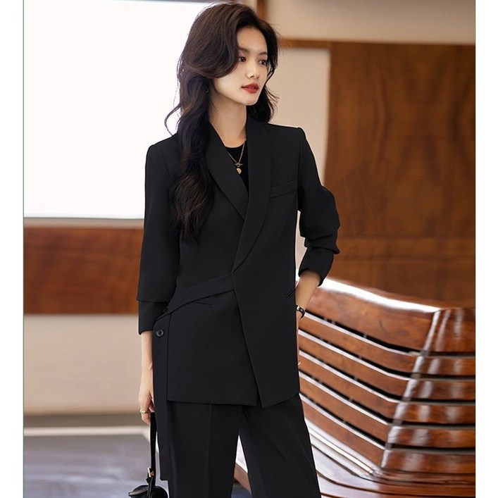 비아이와이 여성 고급 오피스 데일리 상하의 정장 세트 봄가을 오버핏 DH1251