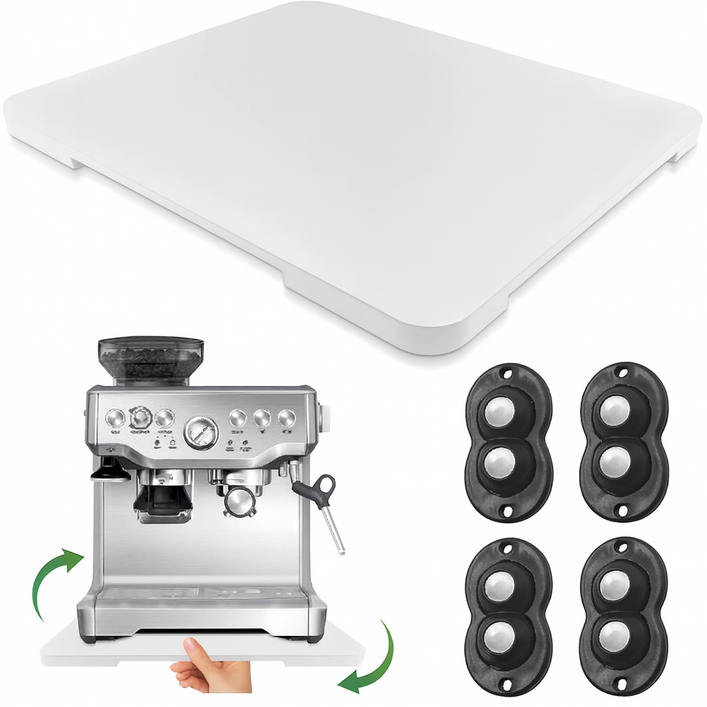 하루행복 360도 회전형 소형가전 슬라이딩 받침대 트레이, 화이트40cmx33cm, 1개