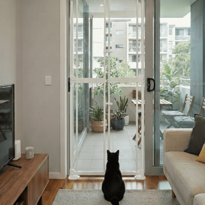 아토주 하이맥스 클리어 투명문 185cm 천장설치 양문형 고양이 방묘문, 화이트 클리어, 1개