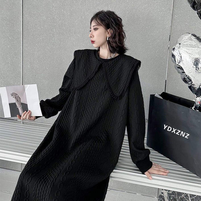 Seofst 여성 봄가을 빅사이즈 카라 원피스