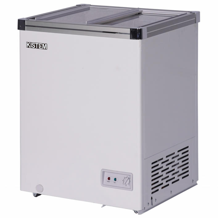 소형 아이스크림냉동고 100L 키스템 유리 KISSD10F 마트 카페 축제 학원 고기집 식자재 건어물 제철생선 유리슬라이드, KISSD10F, 단일색상