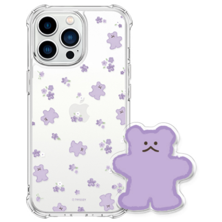 플라워 구미베어 갤럭시 아이폰 젤하드 휴대폰 케이스+아크릴톡