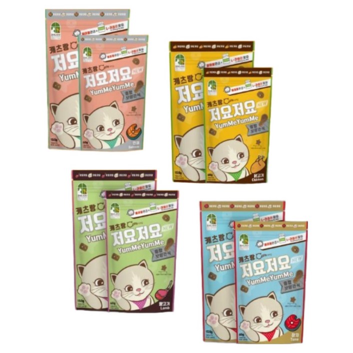 뉴 캐츠랑 저요저요 사이즈업 고양이 간식 4종세트 혼합(참치+연어+닭고기+양고기) 1개 150g, 혼합4종(3+3+3+3), 150g, 1개