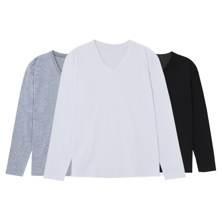 티센스 남여공용 베이직 브이넥 코마사 면