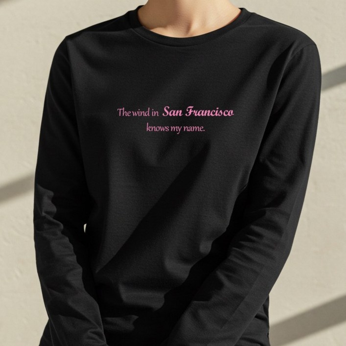 그리내 여성 라운드넥 봄 가을 예쁜 심플 프린팅 얇은 긴팔티 커플티 캐릭터 이너 홈웨어 레터링 면 티셔츠