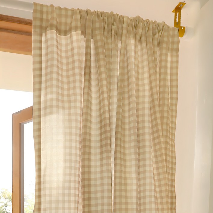 바자르 모노체크 가리개 커튼