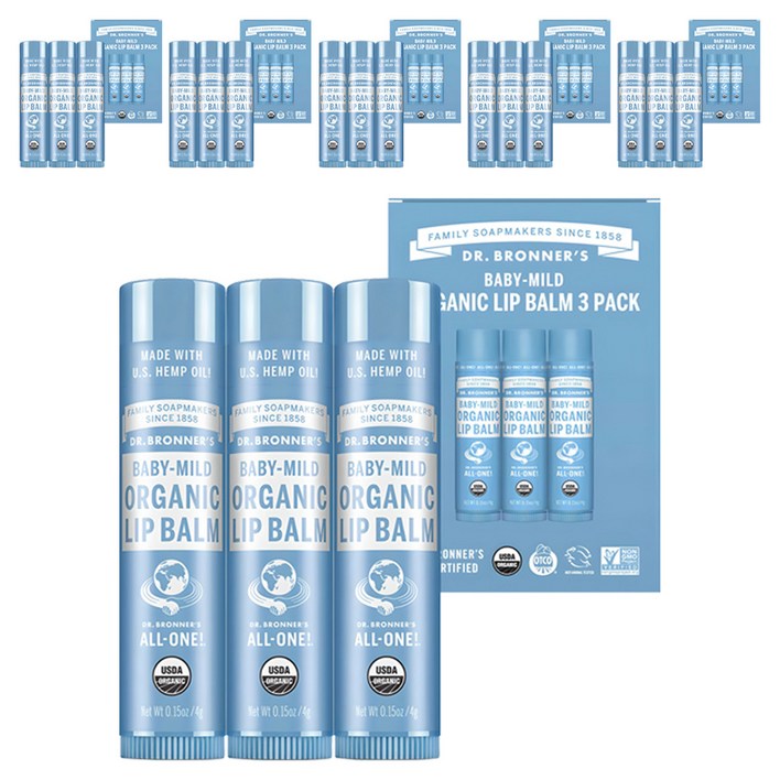 닥터브로너스 베이비 마일드 오가닉 립밤, 베이비마일드, 4g, 18개