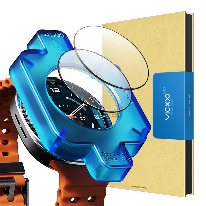 빅쏘 9H 고경도 부착가이드 갤럭시워치 풀커버 강화유리 액정보호필름 2매