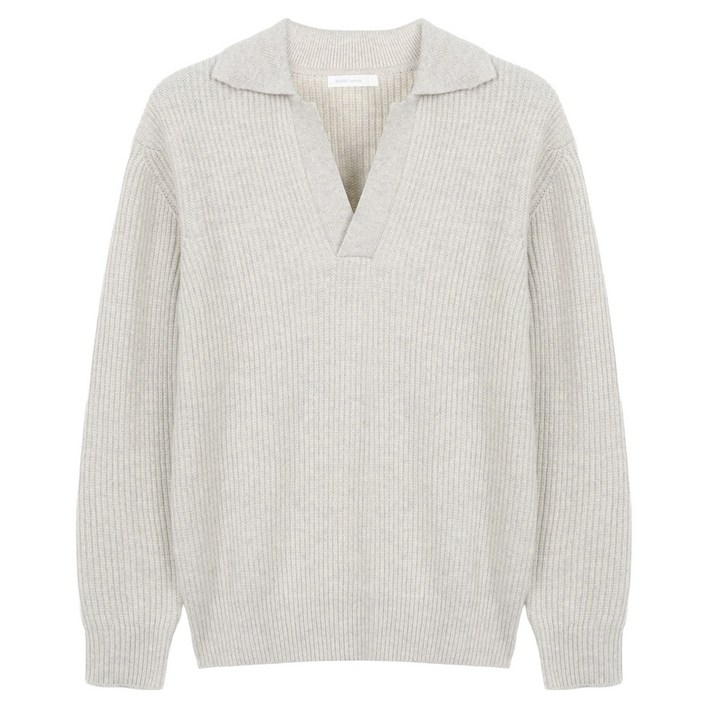 바쏘옴므 남성용 울 블렌드 캐주얼 오픈 카라 니트 WSX3WT86A