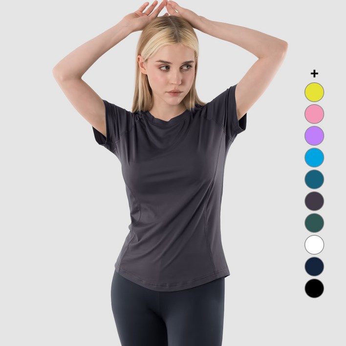 아르메데스 여성용 피치터치 숏슬리브 슬림라인 등산 라이딩 트래킹 베이스레이어 언더레이어 상의 AR242