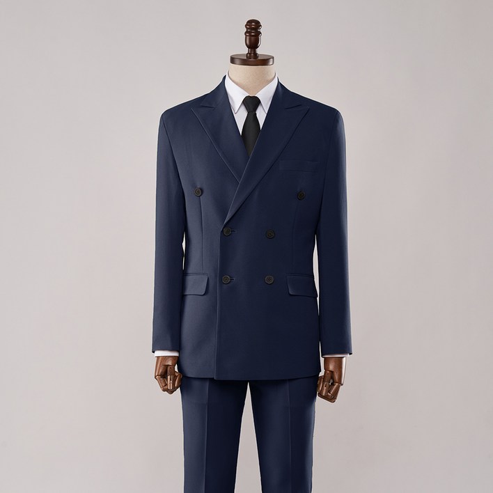 디엘크리 남성용 빅사이즈 베이직핏 더블 자켓  팬츠 정장세트