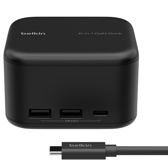 벨킨 USB C 6in1 코어 GaN 독 130W INC018qc, 블랙, 1개 벨킨 USB C 6in1 코어 GaN 독 130W INC018qc, 블랙, 1개