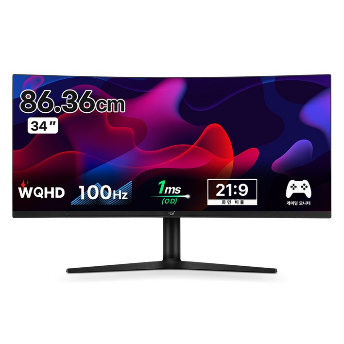 어드밴스원 WQHD 와이드 멀티 스탠드 커브드 게이밍 모니터 블랙, 86cm, MF34UW100일반 어드밴스원 WQHD 와이드 멀티 스탠드 커브드 게이밍 모니터 블랙, 86cm, MF34UW100일반